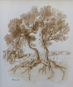 Cercarsi - cm 65x55 - coll. privata - Soiano del Lago (Brescia) width=